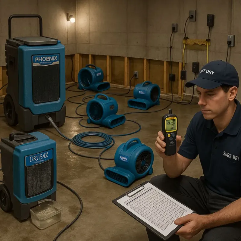 Structural Drying and Dehumidification process in Head of Westport, MA